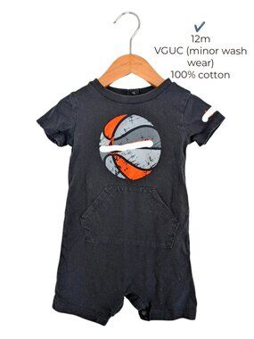 Nike Black Basketball Short Romper 12m | Baby Boys Clothing